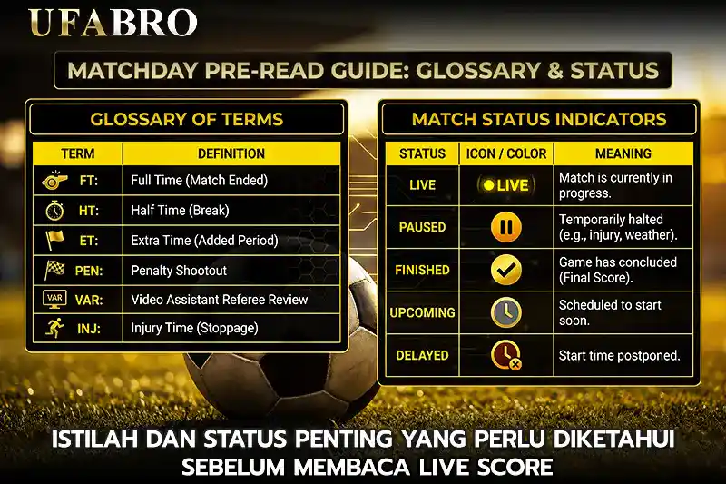 LiveScore Istilah dan Status Penting Yang Perlu Diketahui Sebelum Membaca Live Score